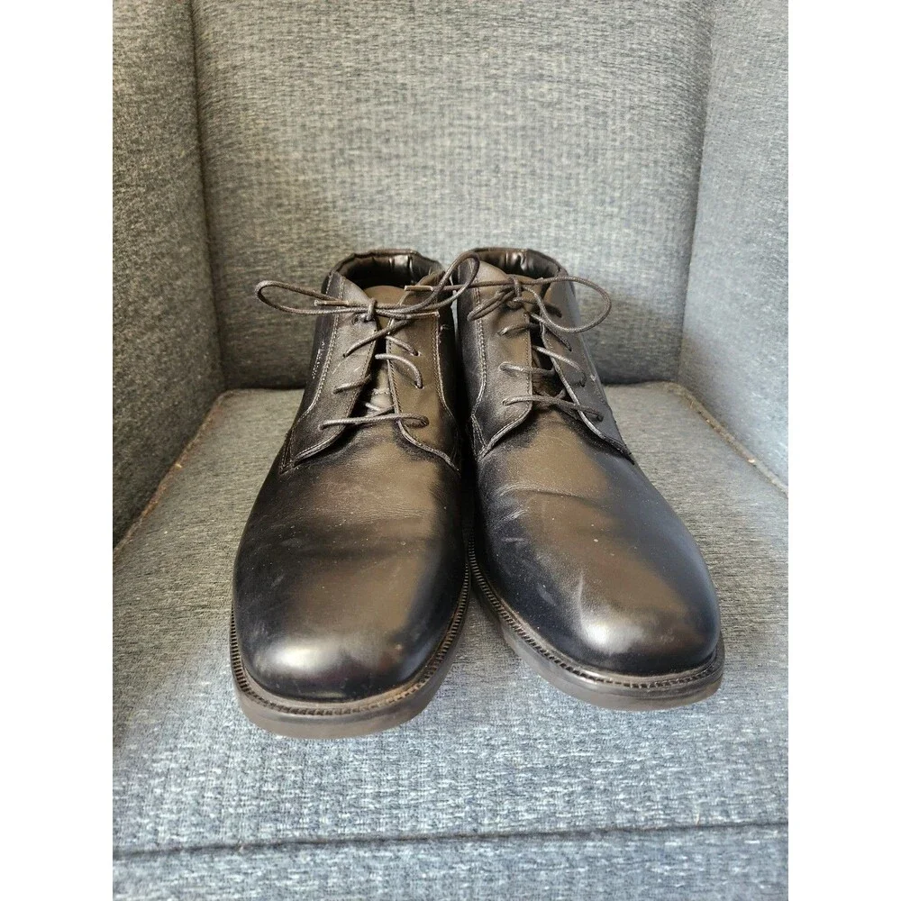 Rockport Men's Essential Details Waterproof Chukka Boots in Black Leather Sz 14
